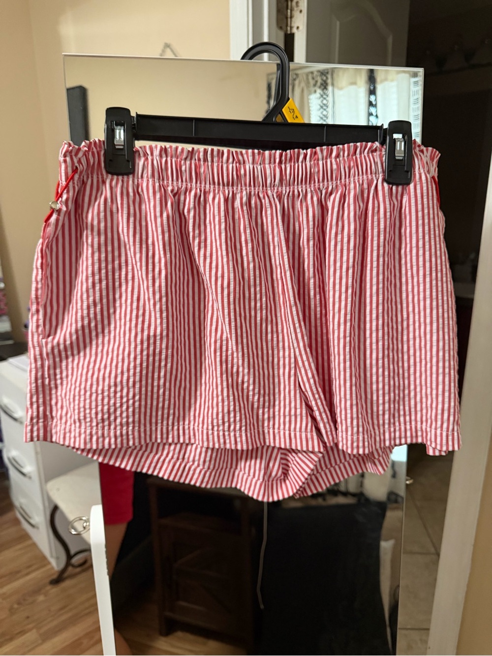 No Boundaries Red and White Striped Elastic Waist Shorts